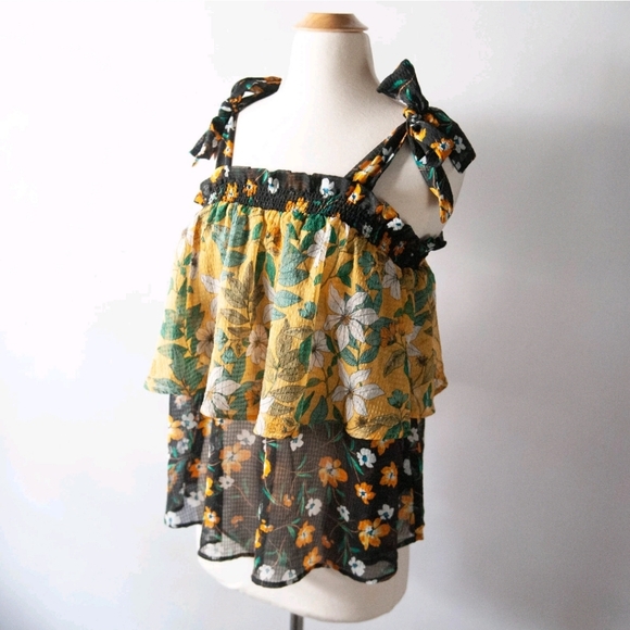 Women's Floral Print Flowy Tiered Tank Top - Picture 3 of 8